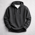Waffle-Knit Henley Hoodie